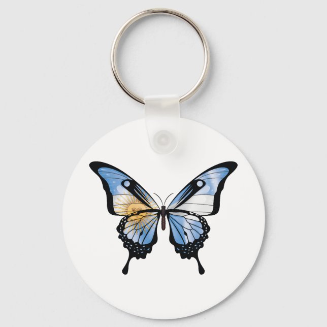 Argentina Swallowtail Butterfly Flag Sticker Key Ring (Front)