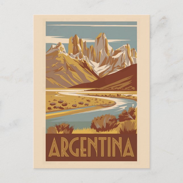 Argentina Travel Art Vintage Postcard (Front)