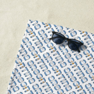 Argentina Typography Pattern Blue White Flag Colou Beach Towel