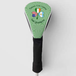 Argentina USA Ireland Flags Shamrock Personalised  Golf Head Cover