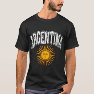 Argentina Varsity Style Sun of May White Text T-Shirt