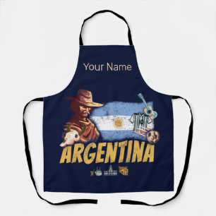 Argentina vintage gaucho with flag soccer ball apron