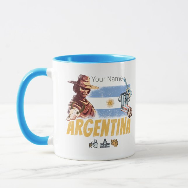 Argentina vintage gaucho with flag soccer ball mug (Left)