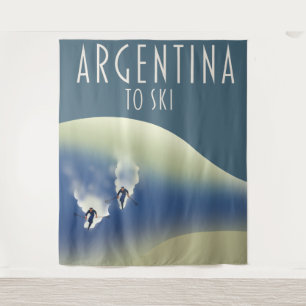 Argentina Vintage style ski poster Magnet Tapestry