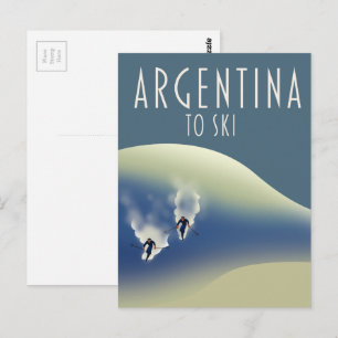 Argentina Vintage style ski poster Postcard