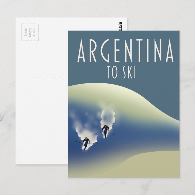 Argentina Vintage style ski poster Postcard (Front/Back)