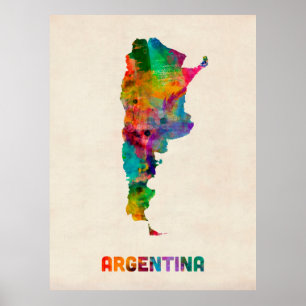 Argentina Watercolor Map Poster