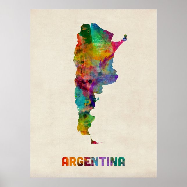 Argentina Watercolor Map Poster (Front)