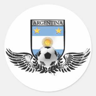 Argentina world champions Winged futbol shield Classic Round Sticker