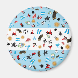 Argentinas flag with famous items of the country magnet