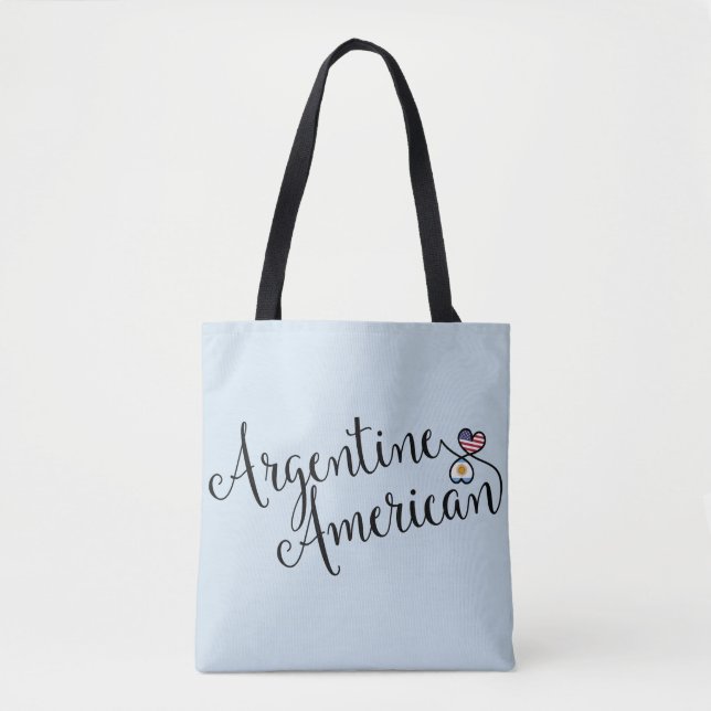 Argentine American Entwined Hearts Grocery Bag (Front)