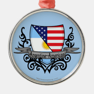 Argentine-American Shield Flag Metal Tree Decoration