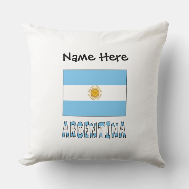 Argentine Argentina Flag Personalised Text  Cushion (Front)