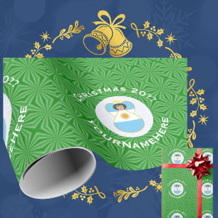 Argentine Christmas Angel Flag Personalised Wrapping Paper
