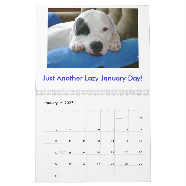 Argentine Dogo Calendar (Jan 2027)