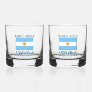 Argentine Flag Argentina Blue Personalisation  Whiskey Glass