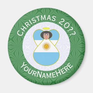 Argentine Flag Christmas Angel Personalised Magnet