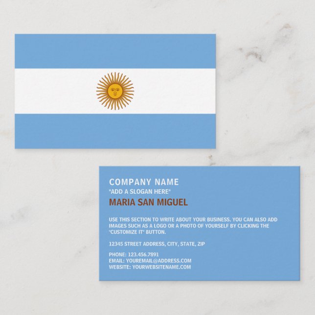 Argentine Flag, Flag of Argentina Business Card (Front/Back)
