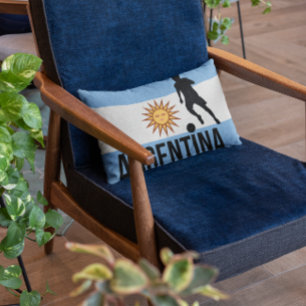 Argentine Flag soccer player uses dot as a ball  Lumbar Cushion