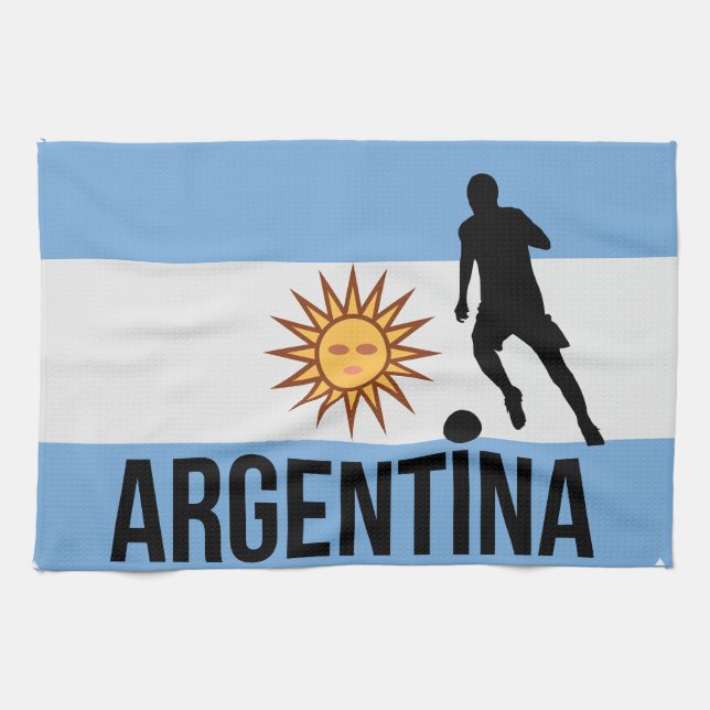 Argentine Flag soccer player uses dot as a ball  Tea Towel (Horizontal)