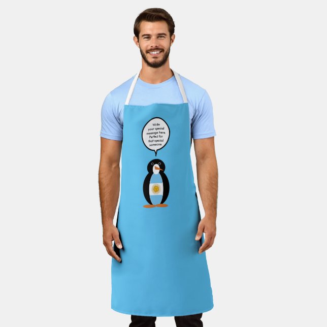 Argentine Flag Talking Ms. Penguin Apron (Worn)