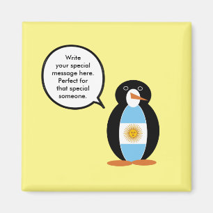 Argentine Flag Talking Ms. Penguin Magnet