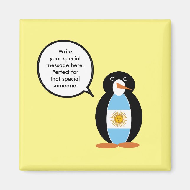 Argentine Flag Talking Ms. Penguin Magnet (Front)