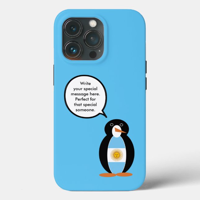 Argentine Flag Talking Ms Penguin Personalised Case-Mate iPhone Case (Back)