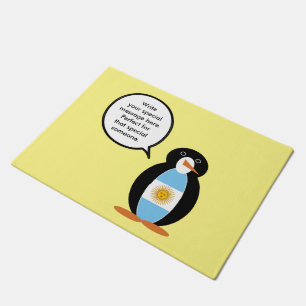 Argentine Flag Talking Ms Penguin Personalised Doormat