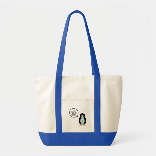 Argentine Flag Talking Ms Penguin Personalised Tote Bag (Front)