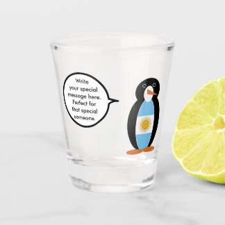 Argentine Flag Talking Ms. Penguin Shot Glass