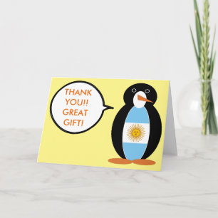 Argentine Flag Talking Ms Penguin Thank You Card