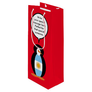 Argentine Flag Talking Ms Penguin  Wine Gift Bag