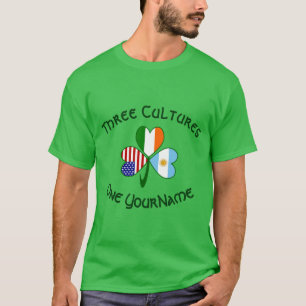 Argentine Irish American Flag Shamrock Personalise T-Shirt