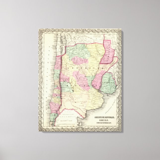 Argentine Republic, Chilli, Uruguay & Paraguay Canvas Print (Front)