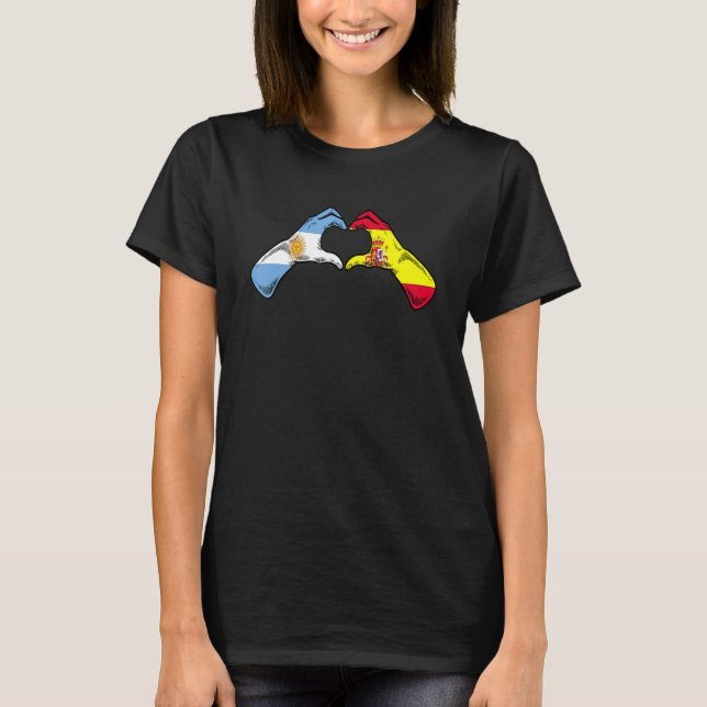 Argentine Spain Flag - Argentinian Spanish Heart_1 T-Shirt (Front)