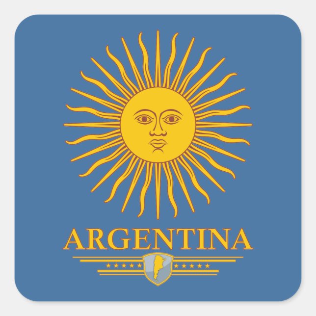 "Argentine Sun" Square Sticker (Front)
