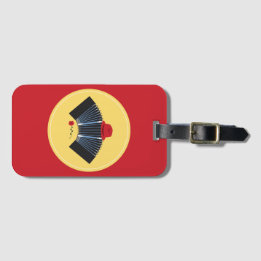 Argentine Tango Bandoneon with Red Fedora and Rose Luggage Tag