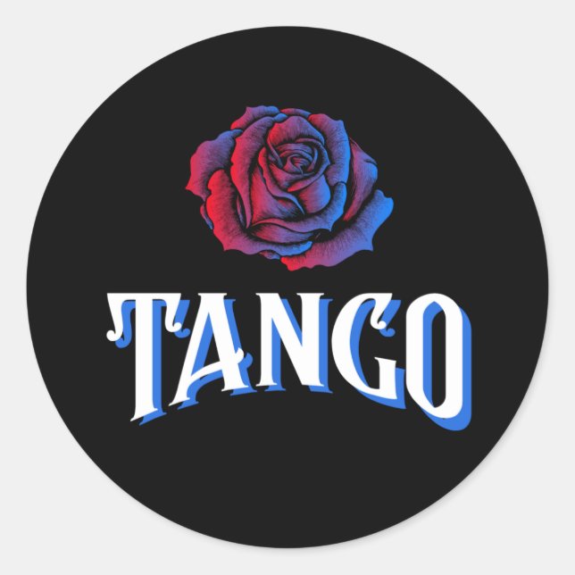 Argentine Tango Blue and Red Rose Classic Round Sticker (Front)