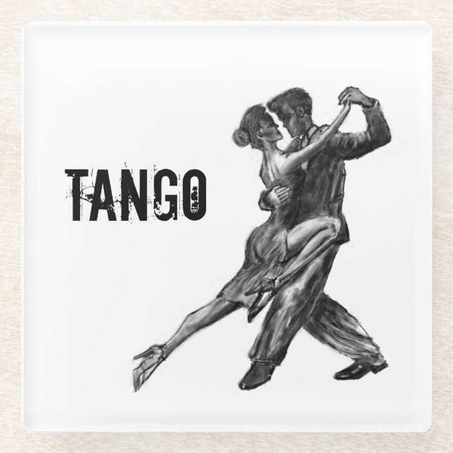 Argentine Tango dance art Glass Coaster (Front)