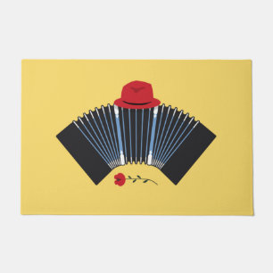 Argentine Tango Dancer Bandoneon and Fedora Doormat