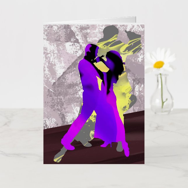 Argentine tango dancers foil greeting card (Small Flower)