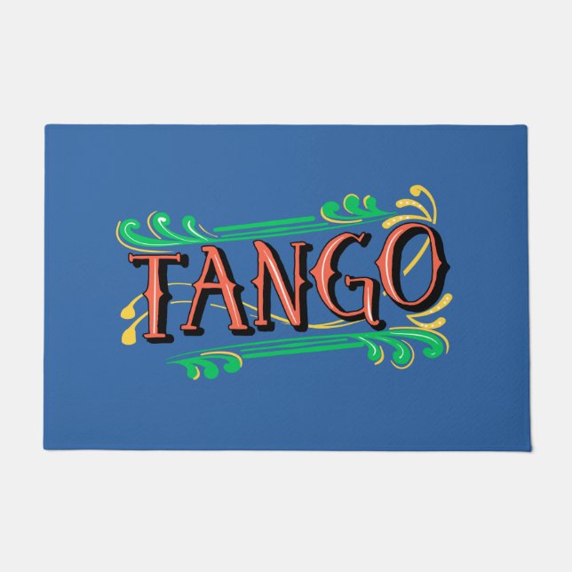 Argentine Tango Fileteado Porteno Inspired Milonga Doormat (Front)