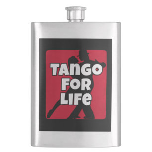 Argentine Tango for Life Red Black Dance Couple Hip Flask