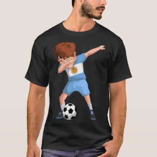 Argentinian Dabbing Soccer Boy Argentina Flag Foot T-Shirt