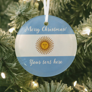 Argentinian flag glass Christmas tree ornament