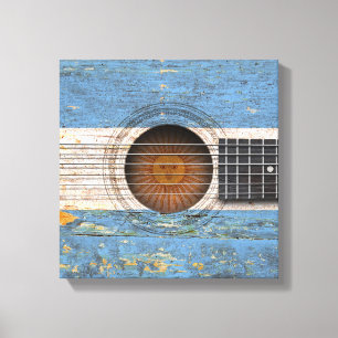 Argentinian Flag on Old Acoustic Guitar Canvas Print