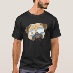Argentinian Flag Pug Dog Argentina Pocket T-Shirt