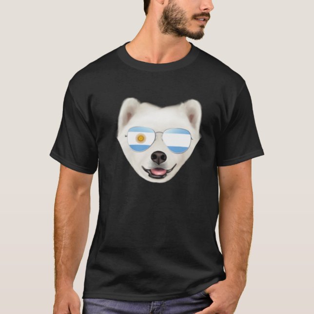 Argentinian Flag Samoyed Dog Argentina Pocket T-Shirt (Front)
