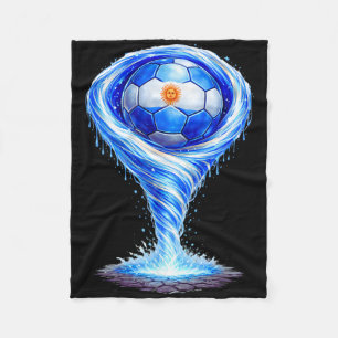 Argentinian Flag Soccer Tornado Graphic Tee Fleece Blanket